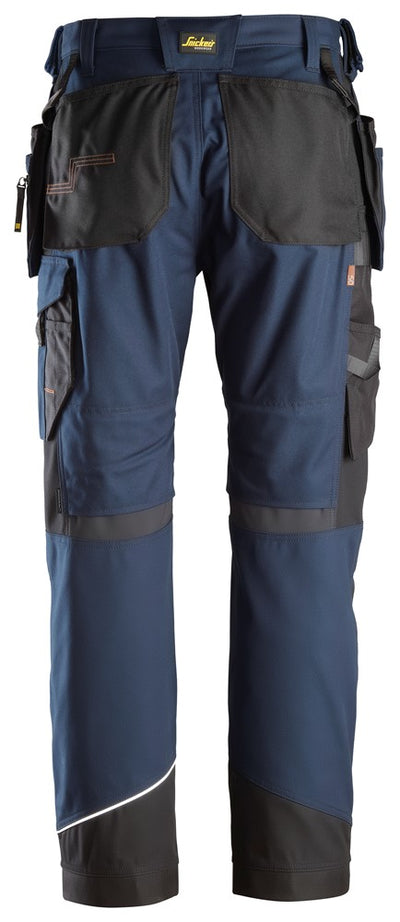 6214 Snickers Ruffwork Canvas Work Trousers with Holster Pockets Navy Back