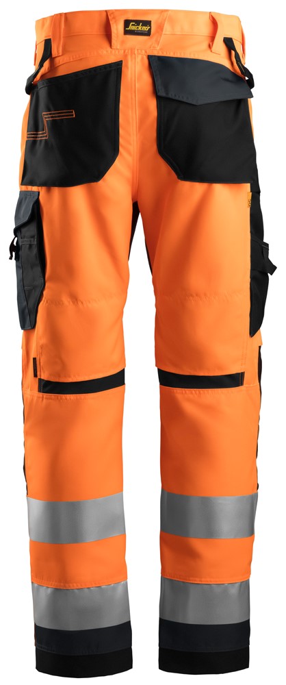 6331 Snickers AllroundWork, High-Vis Work Trousers+ Class 2 Orange/Steel Grey