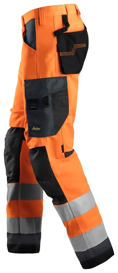 6331 Snickers AllroundWork, High-Vis Work Trousers+ Class 2 Orange/Steel Grey