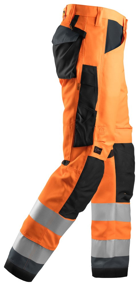 6331 Snickers AllroundWork, High-Vis Work Trousers+ Class 2 Orange/Steel Grey