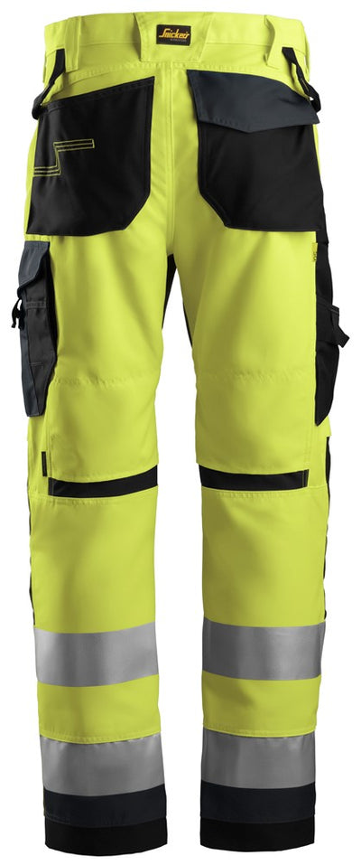 6331 Snickers AllroundWork, High-Vis Work Trousers+ Class 2 Yellow/Steel Grey