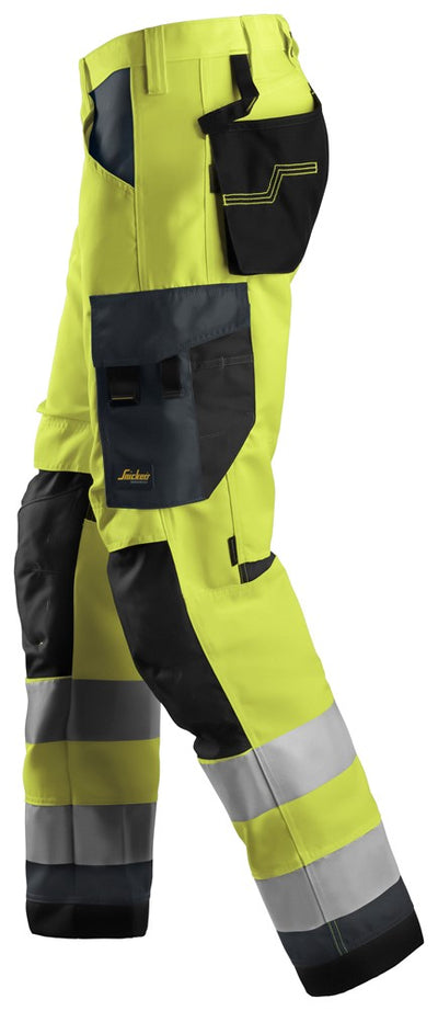 6331 Snickers AllroundWork, High-Vis Work Trousers+ Class 2 Yellow/Steel Grey