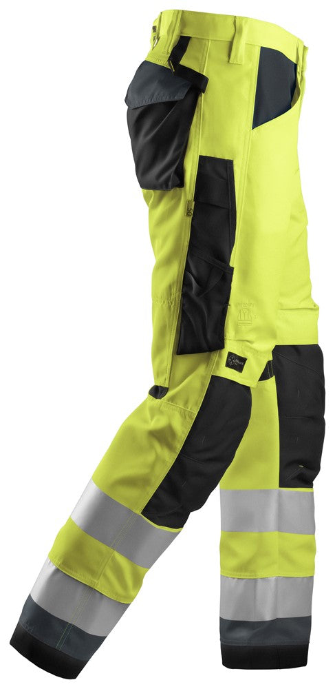 6331 Snickers AllroundWork, High-Vis Work Trousers+ Class 2 Yellow/Steel Grey