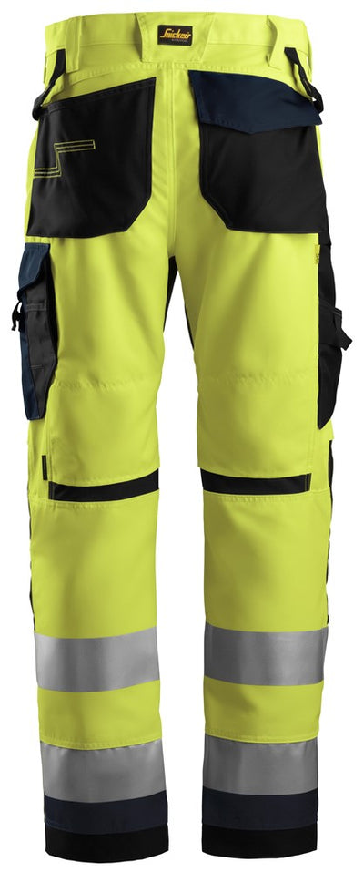 6331 Snickers AllroundWork, High-Vis Work Trousers+ Class 2 Yellow/Navy