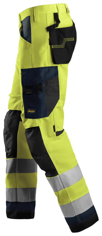 6331 Snickers AllroundWork, High-Vis Work Trousers+ Class 2 Yellow/Navy