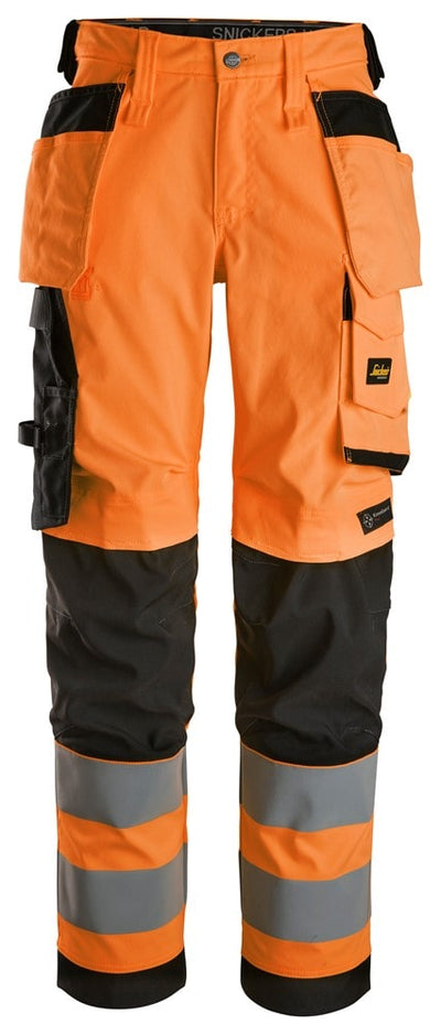 6743 Snickers High-Vis Women's Stretch Trousers with Holster Pockets Orange