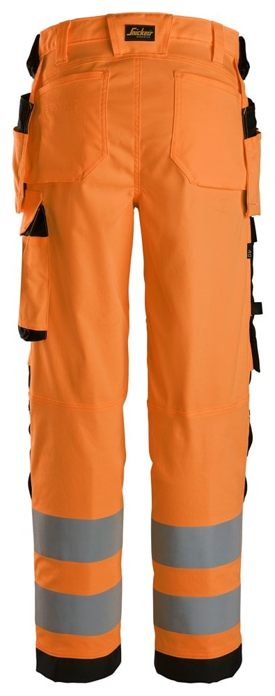 Snickers 6243 Hi-Vis Class 2, Stretch Trousers Holster Pockets Yellow -  Orange | eBay