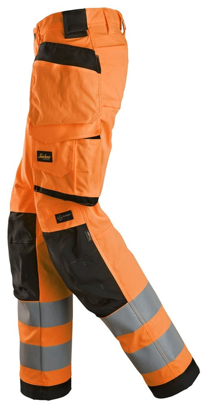 6743 Snickers High-Vis Women's Stretch Trousers with Holster Pockets Orange