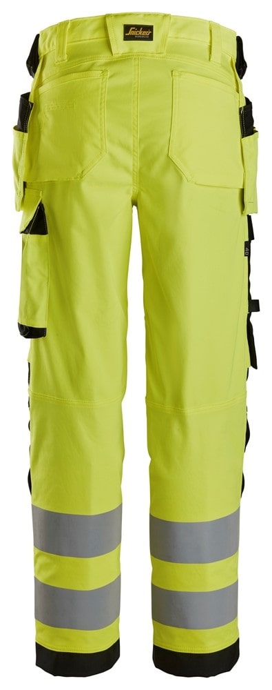 6743 Snickers High-Vis Women's Stretch Trousers with Holster Pockets Yellow